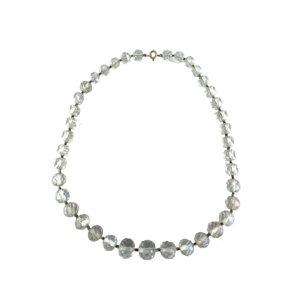 Vintage 1930s Fine Crystal Necklace With Faceted Beads 16 Inches Elegant Jewelry - Picture 6 of 8